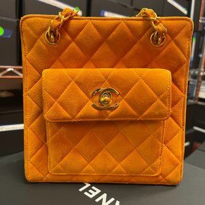Vintage Chanel Orange Suede Bag